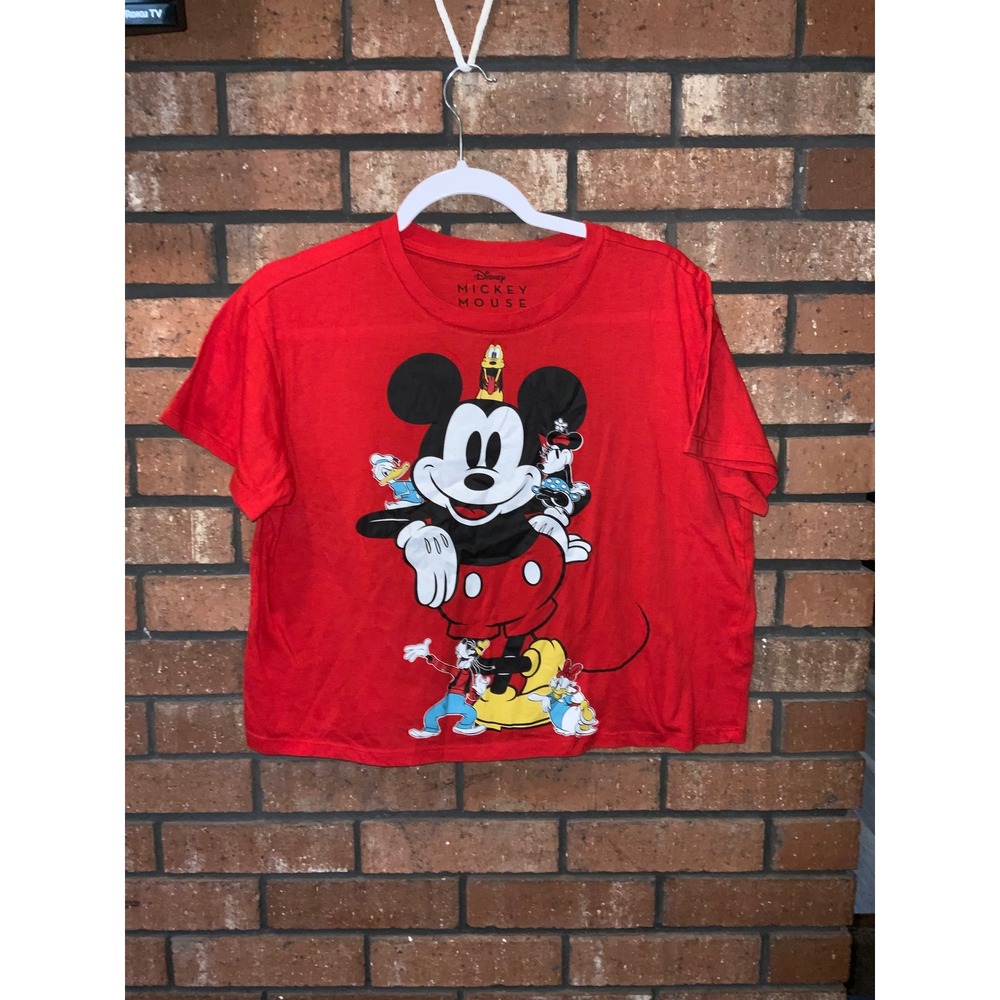 Disney Mickey Mouse and‎ Friends Red Graphic Crop Top T-Shirt Large L
